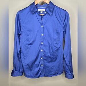 BANANA REPUBLIC Non Iron Fitted Stretch Blue Button-Up Collared Shirt Size 10